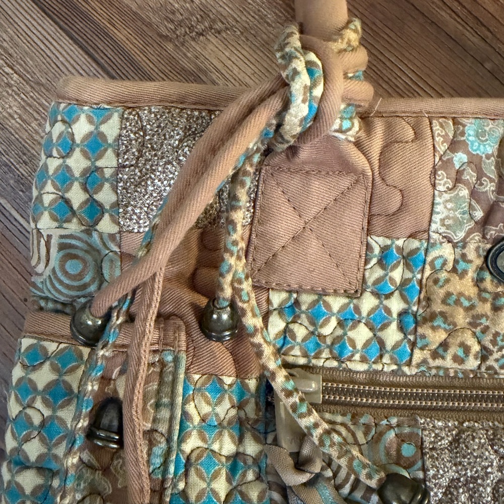 Donna Sharp Quilted Patchwork Purse Handba Double… - image 3